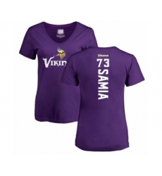 Football Women's Minnesota Vikings #73 Dru Samia Purple Backer Slim Fit T-Shirt