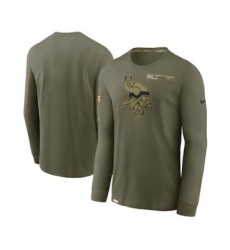 Men's Minnesota Vikings Football Olive 2021 Salute To Service Performance Long Sleeve T-Shirt