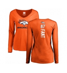 Football Women's Denver Broncos #87 Noah Fant Orange Backer Long Sleeve T-Shirt
