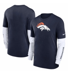 Men's Denver Broncos Heather Navy Slub Fashion Long Sleeve T Shirt