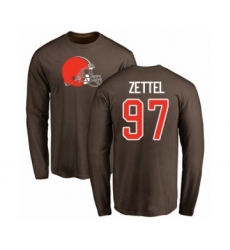 Football Cleveland Browns #97 Anthony Zettel Brown Name & Number Logo Long Sleeve T-Shirt