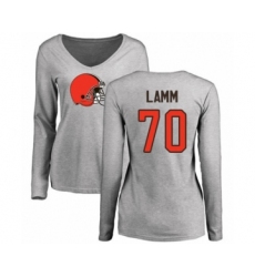 Football Women's Cleveland Browns #70 Kendall Lamm Ash Name & Number Logo Long Sleeve T-Shirt