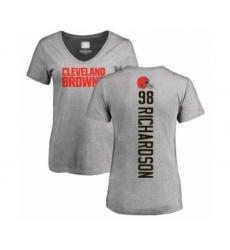 Football Women's Cleveland Browns #98 Sheldon Richardson Ash Backer V-Neck T-Shirt