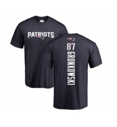 Football New England Patriots #87 Rob Gronkowski Navy Blue Backer T-Shirt