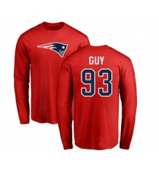 Football New England Patriots #93 Lawrence Guy Red Name & Number Logo Long Sleeve T-Shirt