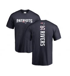 Football New England Patriots #95 Derek Rivers Navy Blue Name & Number Logo Long Sleeve T-Shirt