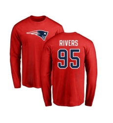 Football New England Patriots #95 Derek Rivers Red Name & Number Logo Long Sleeve T-Shirt