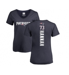 Football Women's New England Patriots #73 John Hannah Navy Blue Backer T-Shirt