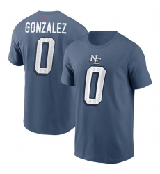 Men's New England Patriots #0 Christian Gonzalez Blue 2025 Rivalries Collection Player Name & Number T-Shirt