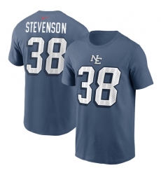 Men's New England Patriots #38 Rhamondre Stevenson Blue 2025 Rivalries Collection Player Name & Number T-Shirt