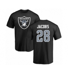 Football Oakland Raiders #28 Josh Jacobs Black Name & Number Logo T-Shirt