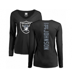 Football Women's Oakland Raiders #31 Isaiah Johnson Black Backer Long Sleeve T-Shirt
