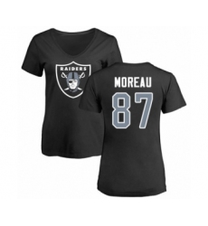 Football Women's Oakland Raiders #87 Foster Moreau Black Name & Number Logo T-Shirt