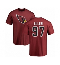 Football Arizona Cardinals #97 Zach Allen Maroon Name & Number Logo T-Shirt