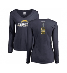 Football Women's Los Angeles Chargers #1 Ty Long Navy Blue Backer Long Sleeve T-Shirt