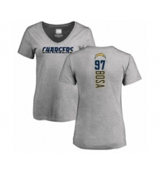 Football Women's Los Angeles Chargers #97 Joey Bosa Ash Backer T-Shirt