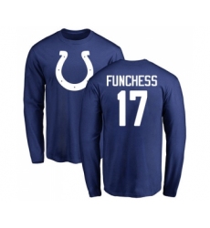 Football Indianapolis Colts #17 Devin Funchess Royal Blue Name & Number Logo Long Sleeve T-Shirt