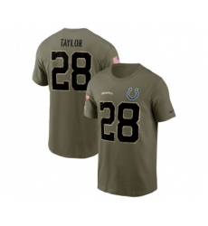 Men's Indianapolis Colts #28 Jonathan Taylor 2022 Olive Salute to Service T-Shirt