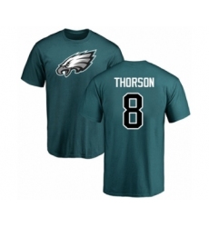 Philadelphia Eagles #8 Clayton Thorson Green Name & Number Logo T-Shirt