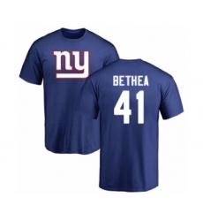 Football New York Giants #41 Antoine Bethea Royal Blue Name & Number Logo T-Shirt