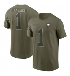 Men's New York Giants #1 Malik Nabers Olive 2025 Salute to Service Name & Number T-Shirt
