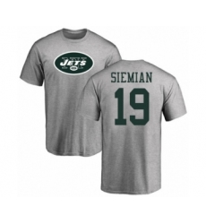 Football New York Jets #19 Trevor Siemian Ash Name & Number Logo T-Shirt