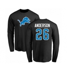 Football Detroit Lions #26 C.J. Anderson Black Name & Number Logo Long Sleeve T-Shirt
