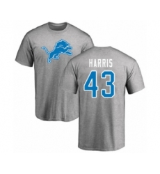Football Detroit Lions #43 Will Harris Ash Name & Number Logo T-Shirt