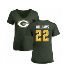 Football Women's Green Bay Packers #22 Dexter Williams Green Name & Number Logo T-Shirt