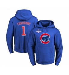 Cubs #1 Kosuke Fukudome Blue 2016 World Series Champions Primary Logo Pullover MLB Hoodie