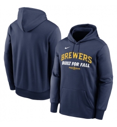 Men's Milwaukee Brewers Navy Postseason Collection Therma Fleece Hoodie