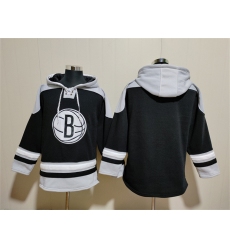 Men's Brooklyn Nets Blank Black Lace-Up Pullover Hoodie