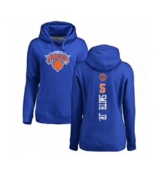 Basketball Women's New York Knicks #5 Dennis Smith Jr. Royal Blue Backer Pullover Hoodie