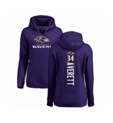 Football Women's Baltimore Ravens #34 Anthony Averett Purple Backer Pullover Hoodie