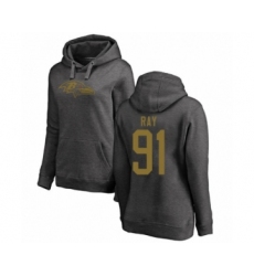 Football Women's Baltimore Ravens #91 Shane Ray Ash One Color Pullover Hoodie