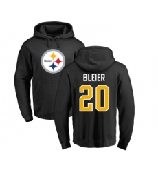 Football Pittsburgh Steelers #20 Rocky Bleier Black Name & Number Logo Pullover Hoodie