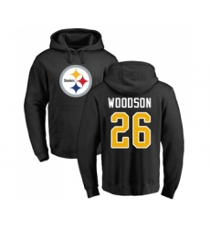 Football Pittsburgh Steelers #26 Rod Woodson Black Name & Number Logo Pullover Hoodie