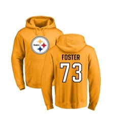 Football Pittsburgh Steelers #73 Ramon Foster Gold Name & Number Logo Pullover Hoodie