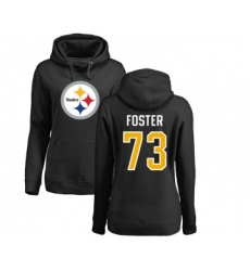Football Women's Pittsburgh Steelers #73 Ramon Foster Black Name & Number Logo Pullover Hoodie