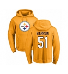 Pittsburgh Steelers #51 Mark Barron Gold Name & Number Logo Pullover Hoodie