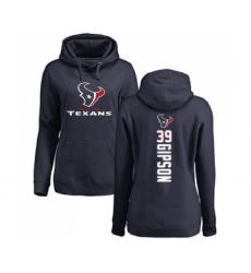 Football Women's Houston Texans #39 Tashaun Gipson Navy Blue Backer Pullover Hoodie