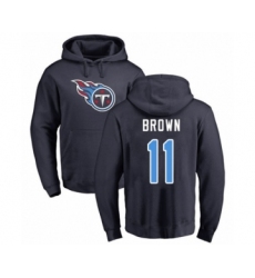 Football Tennessee Titans #11 A.J. Brown Navy Blue Name & Number Logo Pullover Hoodie