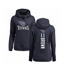 Football Women's Tennessee Titans #11 A.J. Brown Navy Blue Backer Pullover Hoodie