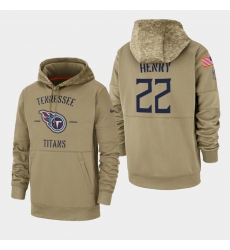 Men's Tennessee Titans #22 Derrick Henry 2019 Salute to Service Sideline Therma Pullover Hoodie - Tan