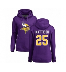 Football Women's Minnesota Vikings #25 Alexander Mattison Purple Name & Number Logo Pullover Hoodie