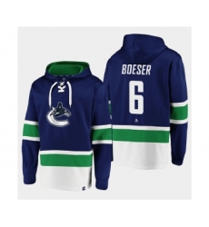 Men's Vancouver Canucks #6 Brock Boeser Blue All Stitched Sweatshirt Hoodie