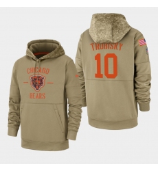 Men's Chicago Bears #10 Mitchell Trubisky 2019 Salute to Service Sideline Therma Pullover Hoodie - Tan