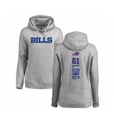 Football Women's Buffalo Bills #61 Spencer Long Ash Backer Pullover Hoodie