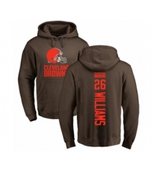 Football Cleveland Browns #26 Greedy Williams Brown Name & Number Logo Pullover Hoodie