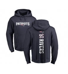 Football New England Patriots #95 Derek Rivers Navy Blue Backer Pullover Hoodie